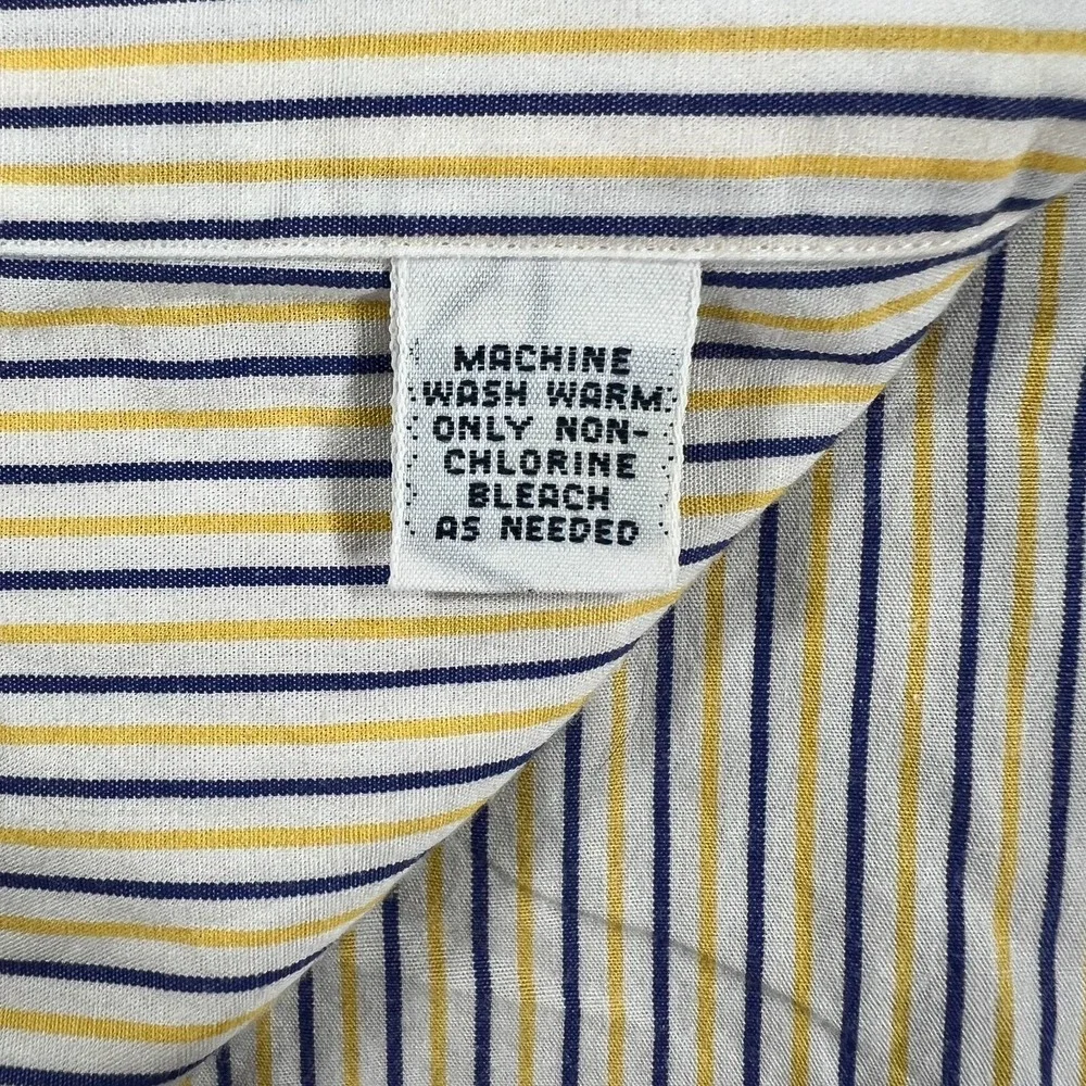 Polo Ralph Lauren Shirt Mens 15.5 34/35 Yellow Striped Long Sleeve Button Andrew